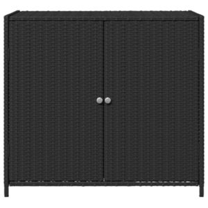 Gecheer Patio Storage Cabinet Outdoor Garden Storage Organizers Black 32.7" x 17.7" x 29.9" Poly Rattan 0223021C