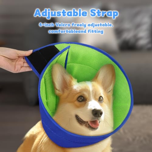 Soft Dog Cone Recovery Collars & Cones After Surgery for Medium Large Dogs, Comfy Ecollars to Stop Licking, Adjustable, Dog Ecollars for Recovery Plastic: Superior Support Fabric: Soft Comfort