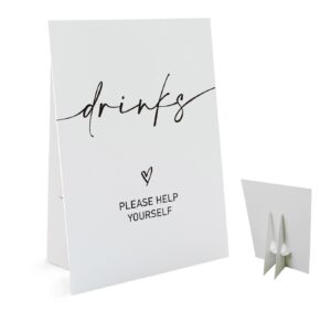 drinks please help youself sign(8 x 11 inch table sign with holder), minimalist wedding decoration sign, bridal shower baby shower favors for guests-bslp04