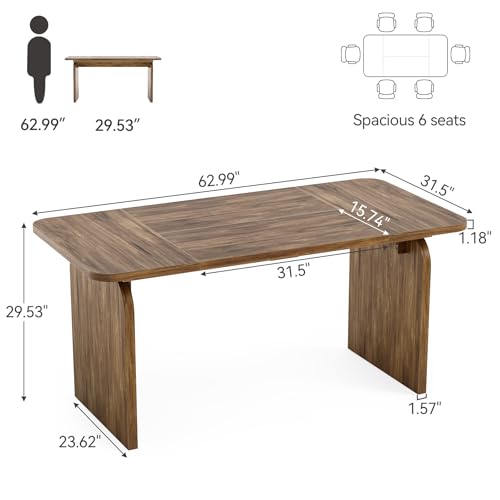 LITTLE TREE 63-Inch Office Desk, Large Computer Desk, Spacious Desktop, Wood Retro Crafting Executive Desk, Study Writing Desk Workstation for Home Office