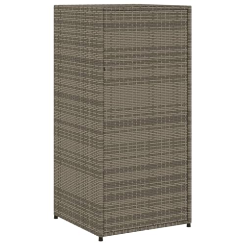 Gecheer Patio Storage Cabinet Outdoor Garden Storage Organizers Gray 21.7"x21.7"x43.7" Poly Rattan 0223078C 0224078C