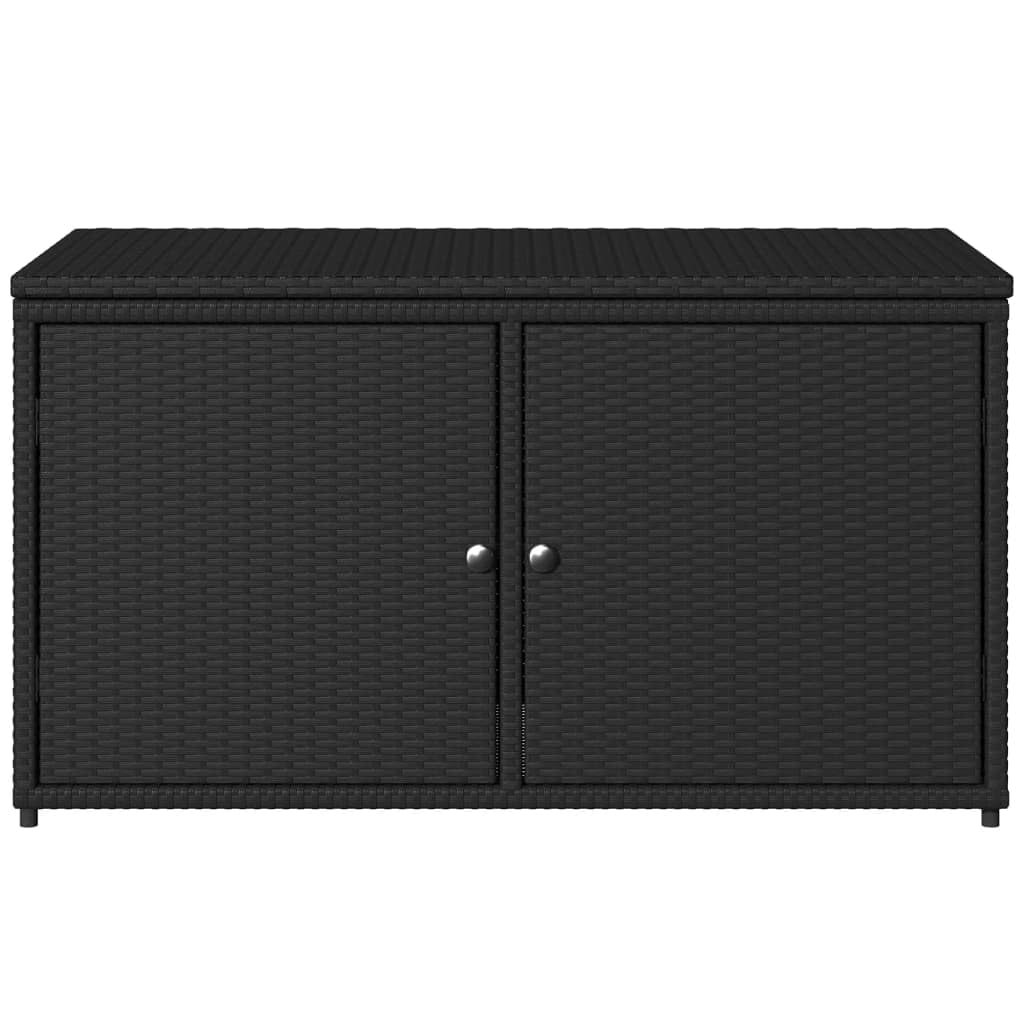 Gecheer Patio Storage Cabinet Outdoor Garden Storage Organizers Black 43.3"x21.7"x23.8" Poly Rattan 0223026C 0224026C