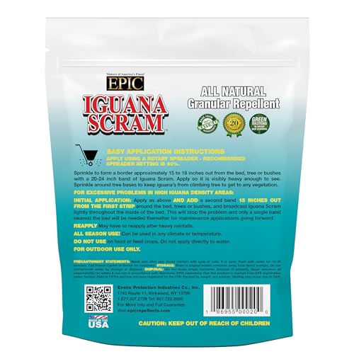 Enviro Protection Industries Iguana Scram All Natural Granular Repellent - All-Natural, Animal, People and Pet Safe Granule from Epic Repellents (6 lb Bag)