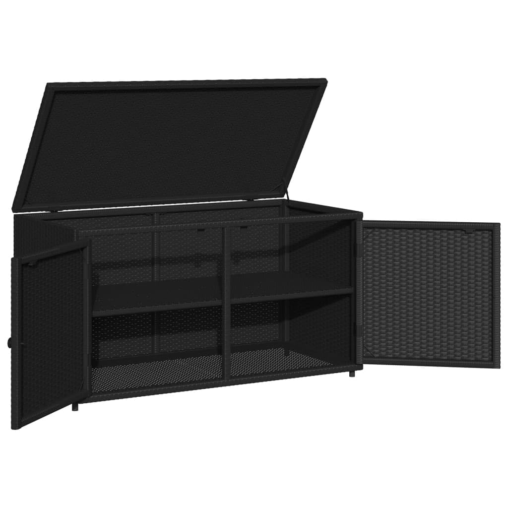 Gecheer Patio Storage Cabinet Outdoor Garden Storage Organizers Black 43.3"x21.7"x23.8" Poly Rattan 0223026C 0224026C