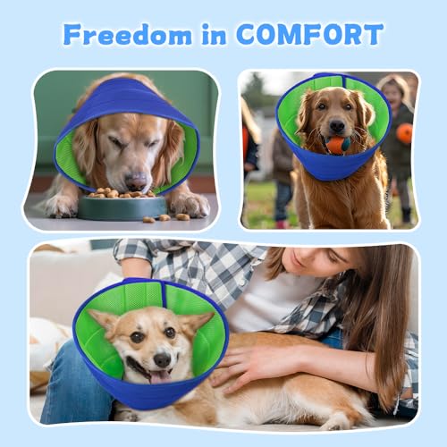 Soft Dog Cone Recovery Collars & Cones After Surgery for Medium Large Dogs, Comfy Ecollars to Stop Licking, Adjustable, Dog Ecollars for Recovery Plastic: Superior Support Fabric: Soft Comfort