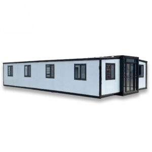 generic 40x20ft portable prefabricated tiny home: expandable plastic prefab house for hotel, booth, office, and more - complete with restroom