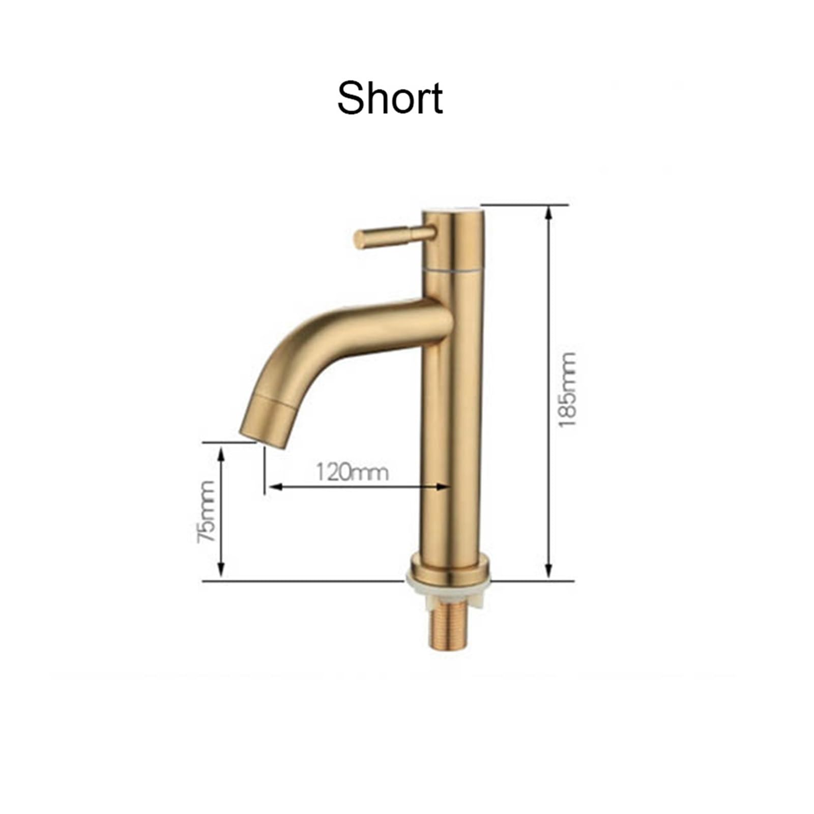 Golden Bathroom Basin Single Hole Cold Handle Shower Head Faucet Bath for Kitchen Sink Water Tap SUS304 Toilet Hardware (Color : High)