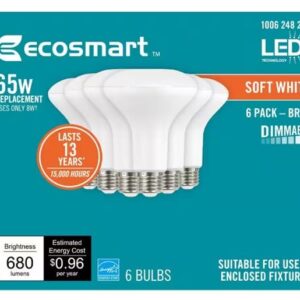 EcoSmart BR30 65W Equivalent Dimmable LED Light Bulbs Soft White (6 Pack)