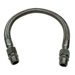 Industrial Grade Compressor Jumper Hose, 1/2" NPT Male x 20" Length, 750°F，450 PSI，Both Sides Fittings Rotate Freely，Flexible Whole body Stainless Steel Metal Hose