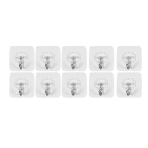 soaying 10 packs reusable adhesive hooks,transparent heavy duty wall hooks with, waterproof and oilproof for bathroom, bedroom, kitchen, refrigerator door, wall and ceiling