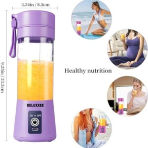 Portable Blender,Personal Blender for Shakes and Smoothies,Personal Size Blenders with USB Rechargeable Mini Fruit Juice Mixer, Mini Juicer Smoothie Blender Bottles Travel 380ML (Purple, 380 ml)