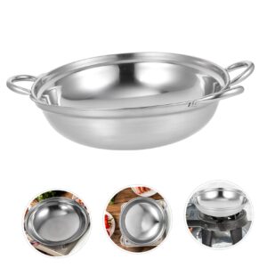 Mikinona 2 Pcs Stainless Steel Hot Pot with Handles Spill Thicken Cooking Pot for Kitchen for Shabu Shabu Boiling Dual Use Induction Cooktop Gas Stove