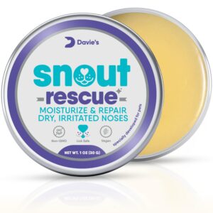 davie's snout rescue - dog nose balm for dry nose, all-natural dog paw pad balm, paw balm dogs lick safe, snout soother for dogs and cats, paw soother for dogs, made in usa - 1oz