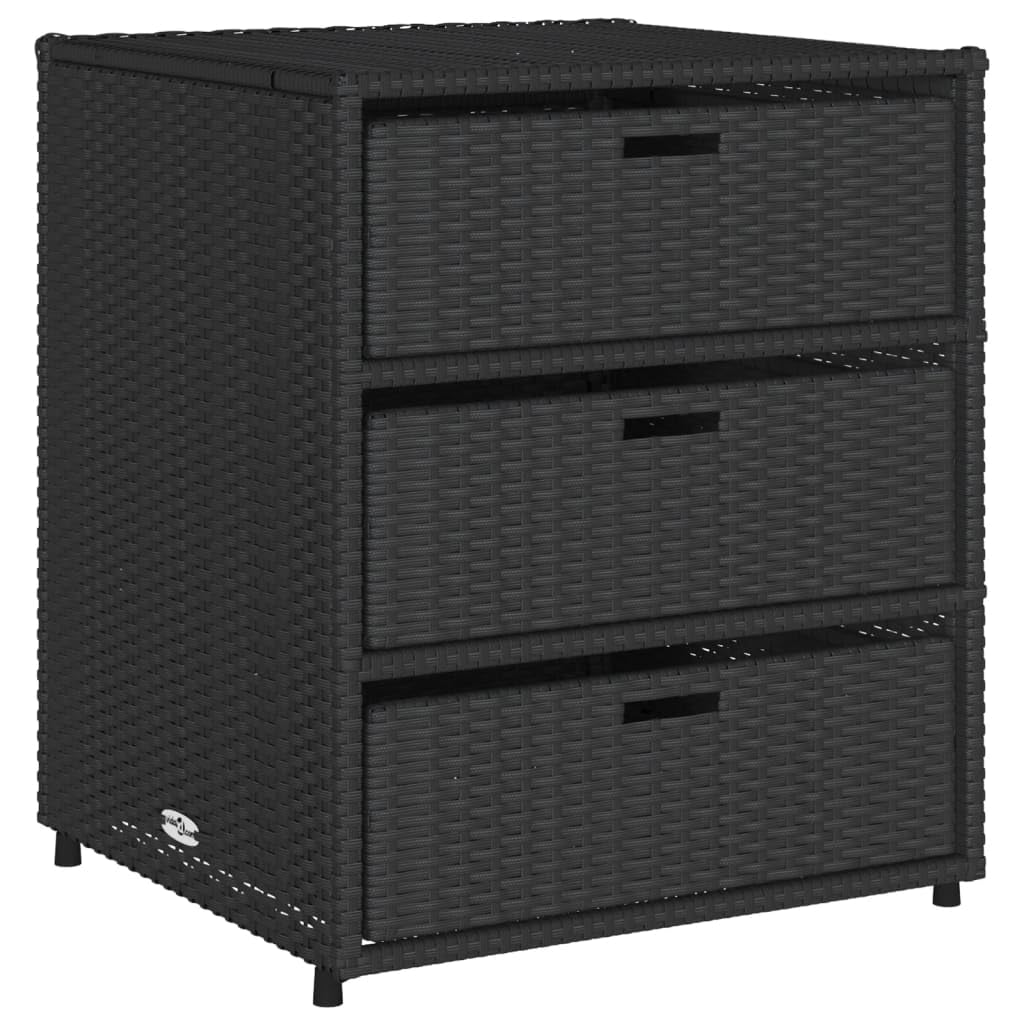 Gecheer Patio Storage Cabinet Outdoor Garden Storage Organizers Black 21.7"x23.2"x27.2" Poly Rattan 0223005C 0224005C