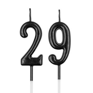 29th & 92nd birthday candles, black number 29 92 candle for cake, happy birthday cake topper decoration for birthday anniversary celebration party supplies