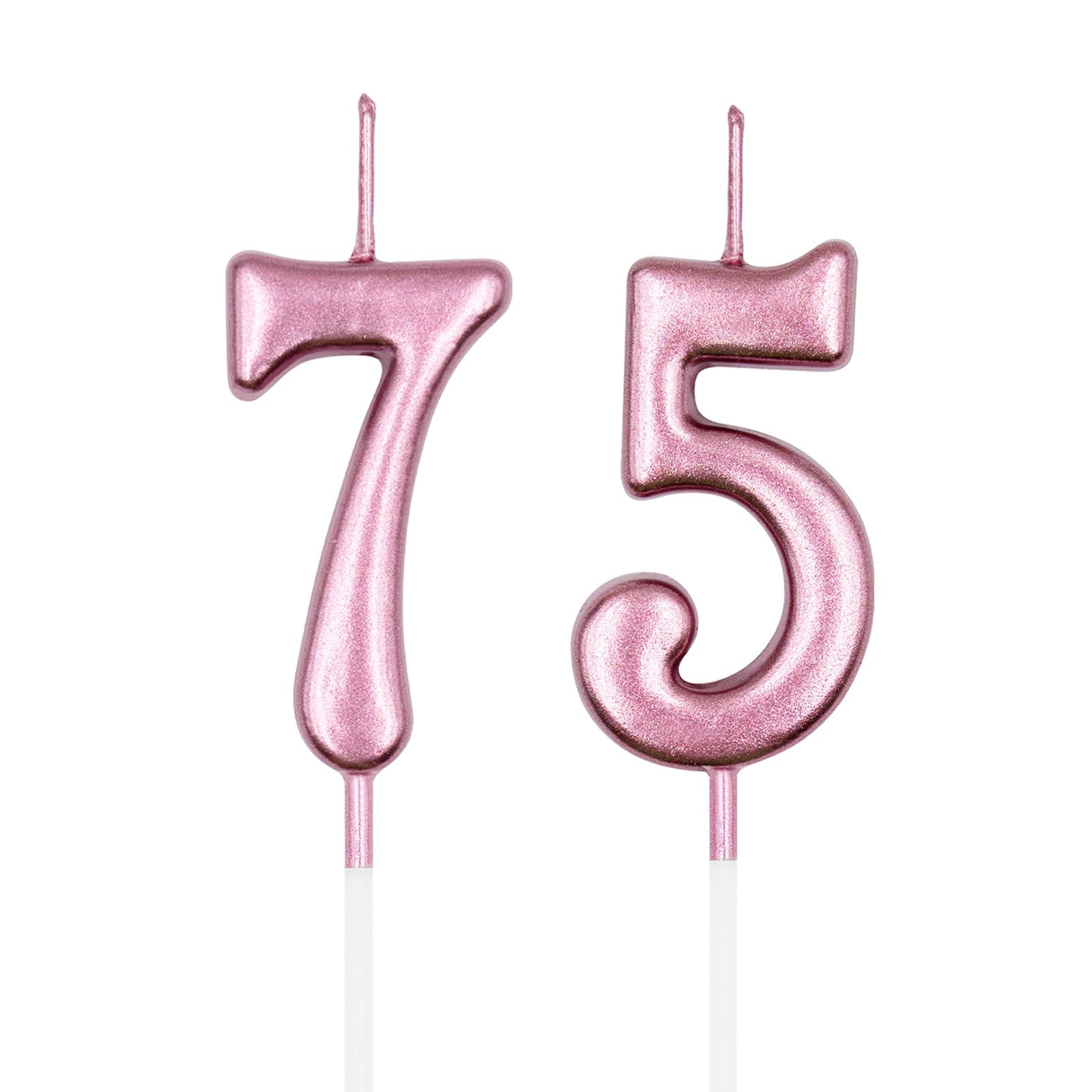 75th & 57th Birthday Candles, Rose Gold Number 75 57 Candle for Cake, Happy Birthday Cake Topper Decoration for Birthday Anniversary Celebration Party Supplies