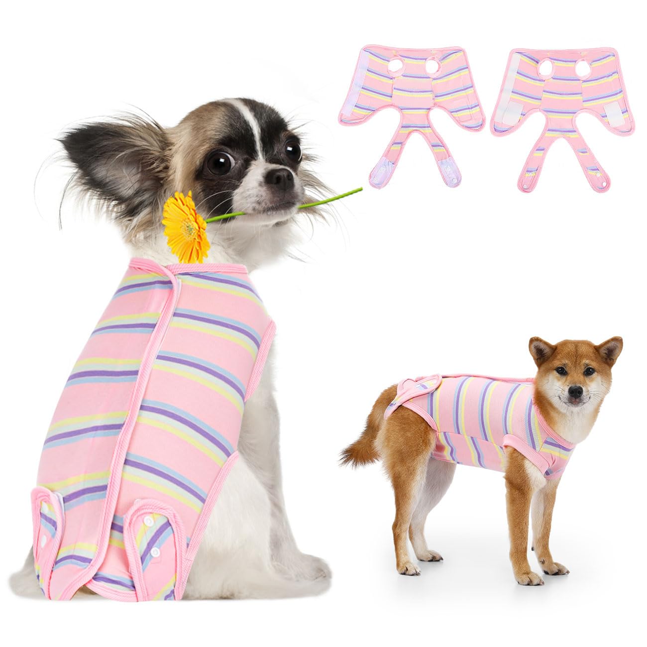 VavoPaw Dog Surgery Suit, Soft Breathable Dog Onesie for Surgery, Dog Bodysuit for Female Male Puppies, Puppy Cone E-Collar Alternative for Wounds Skin Diseases After Surgery, M, Pink