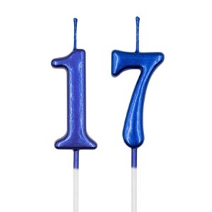 17th & 71st birthday candles, blue number 17 71 candle for cake, happy birthday cake topper decoration for birthday anniversary celebration party supplies