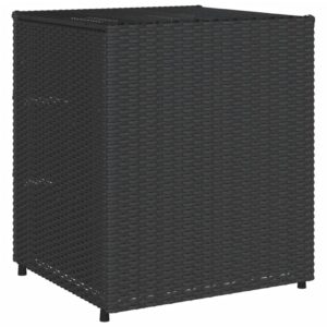 Gecheer Patio Storage Cabinet Outdoor Garden Storage Organizers Black 21.7"x23.2"x27.2" Poly Rattan 0223005C 0224005C