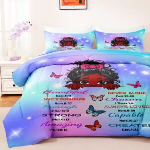 GRAT TIOC Black Girl Comforter Sets Twin Size,Black Girl Magic Bedding Set,Cute Little Black Princess Comforter Set for Kids Melanin Bedroom Bed Set