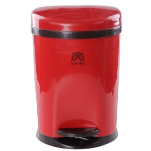 ewingger 10 l round pedal garbage can, 3 gallon plastic foot operated trash can, red small waste basket