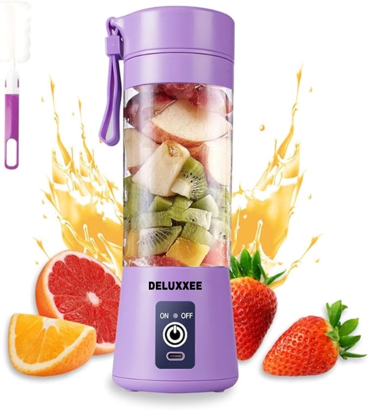 Portable Blender,Personal Blender for Shakes and Smoothies,Personal Size Blenders with USB Rechargeable Mini Fruit Juice Mixer, Mini Juicer Smoothie Blender Bottles Travel 380ML (Purple, 380 ml)