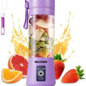 Portable Blender,Personal Blender for Shakes and Smoothies,Personal Size Blenders with USB Rechargeable Mini Fruit Juice Mixer, Mini Juicer Smoothie Blender Bottles Travel 380ML (Purple, 380 ml)