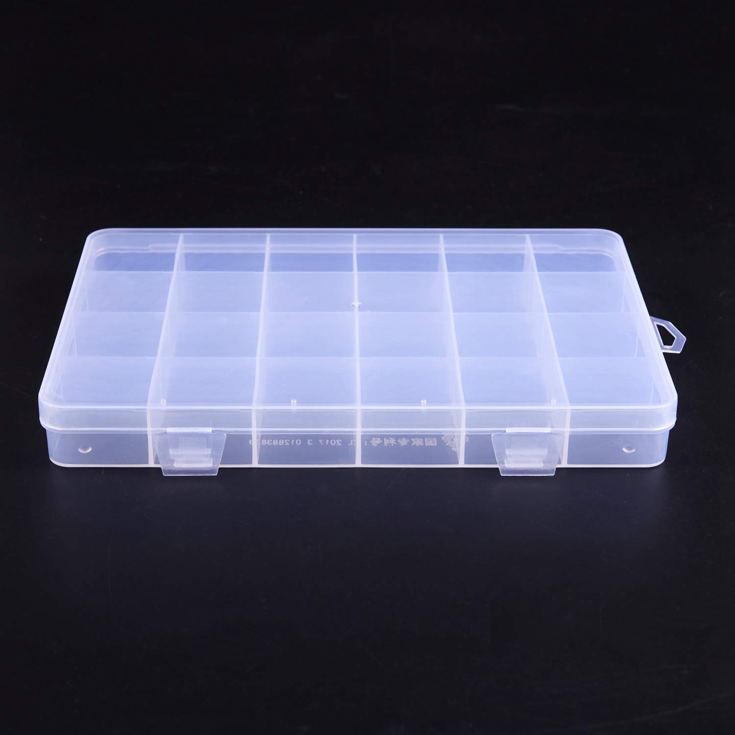 Pasuihcay 24 Compartments Plastic Box Case Jewelry Bead Storage Container Craft Organizer, Transparent