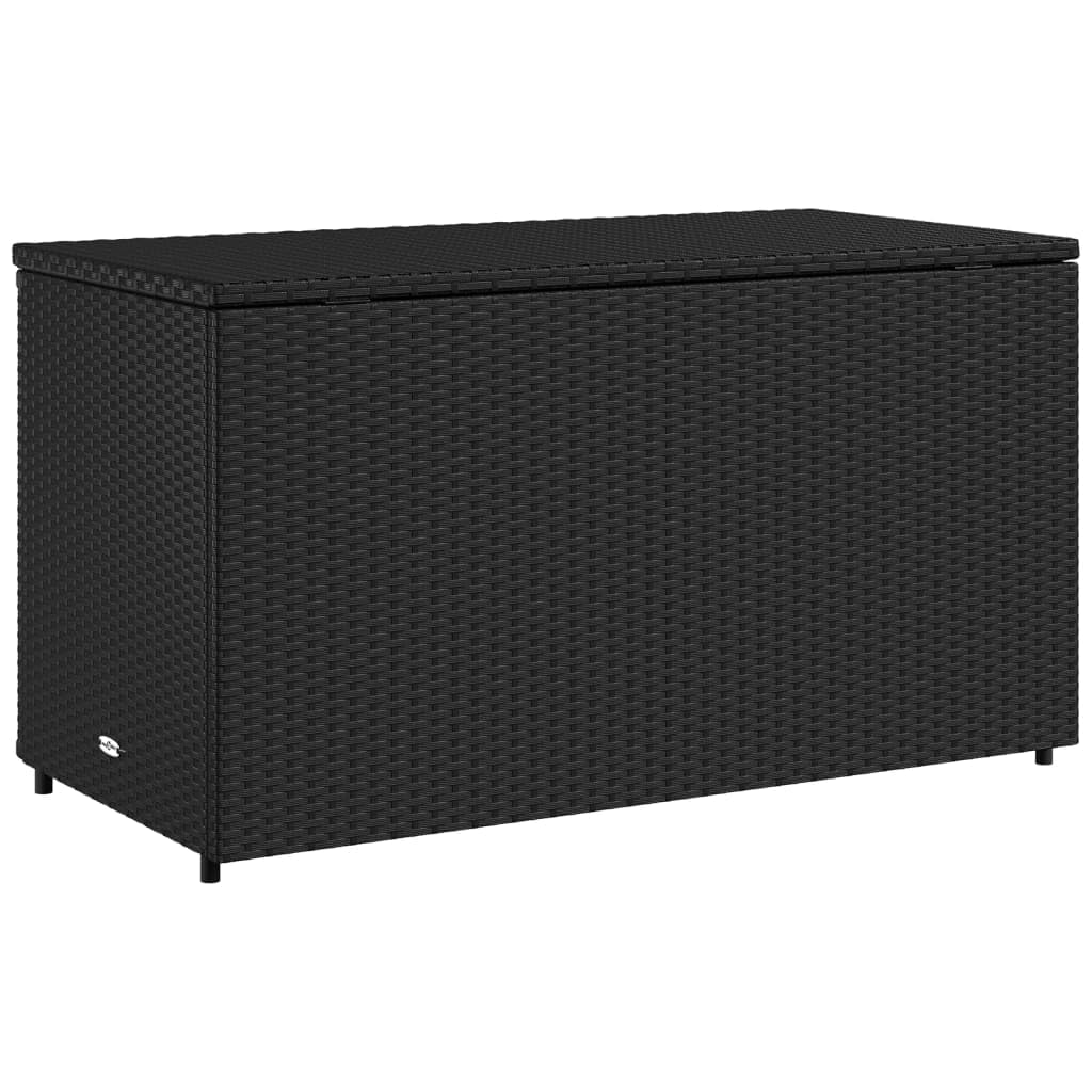 Gecheer Patio Storage Cabinet Outdoor Garden Storage Organizers Black 43.3"x21.7"x23.8" Poly Rattan 0223026C 0224026C