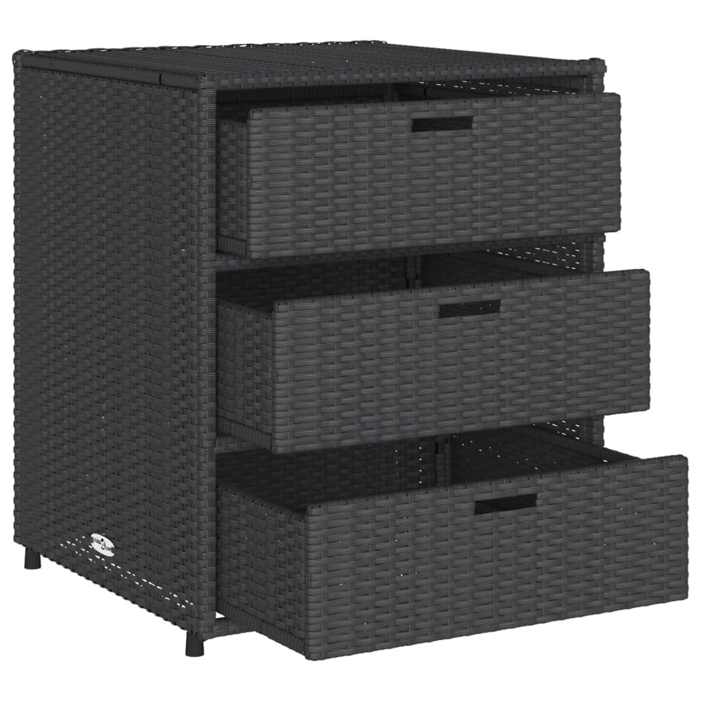 Gecheer Patio Storage Cabinet Outdoor Garden Storage Organizers Black 21.7"x23.2"x27.2" Poly Rattan 0223005C 0224005C