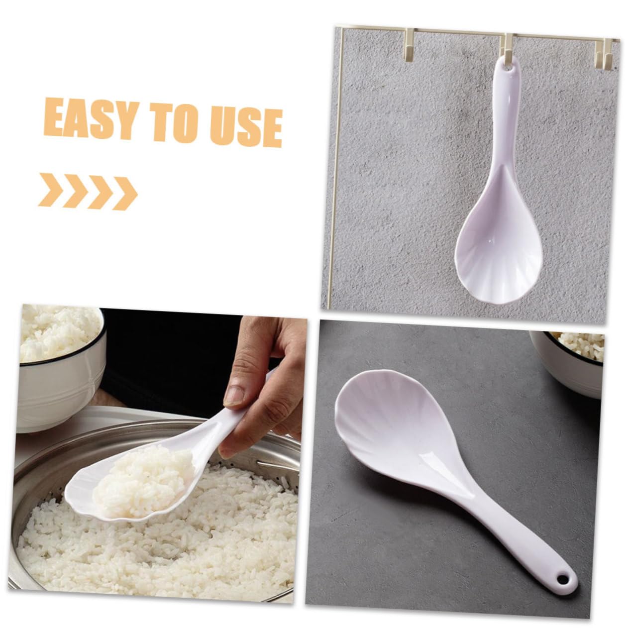 Mikinona 2pcs Rice Spoon Rice Paddle Spoon Convenient Rice Spatula Reusable Rice Paddle Compact Rice Scooper Convenient Rice Paddle Non-stick Spoons Rice Cooker White Pp Household