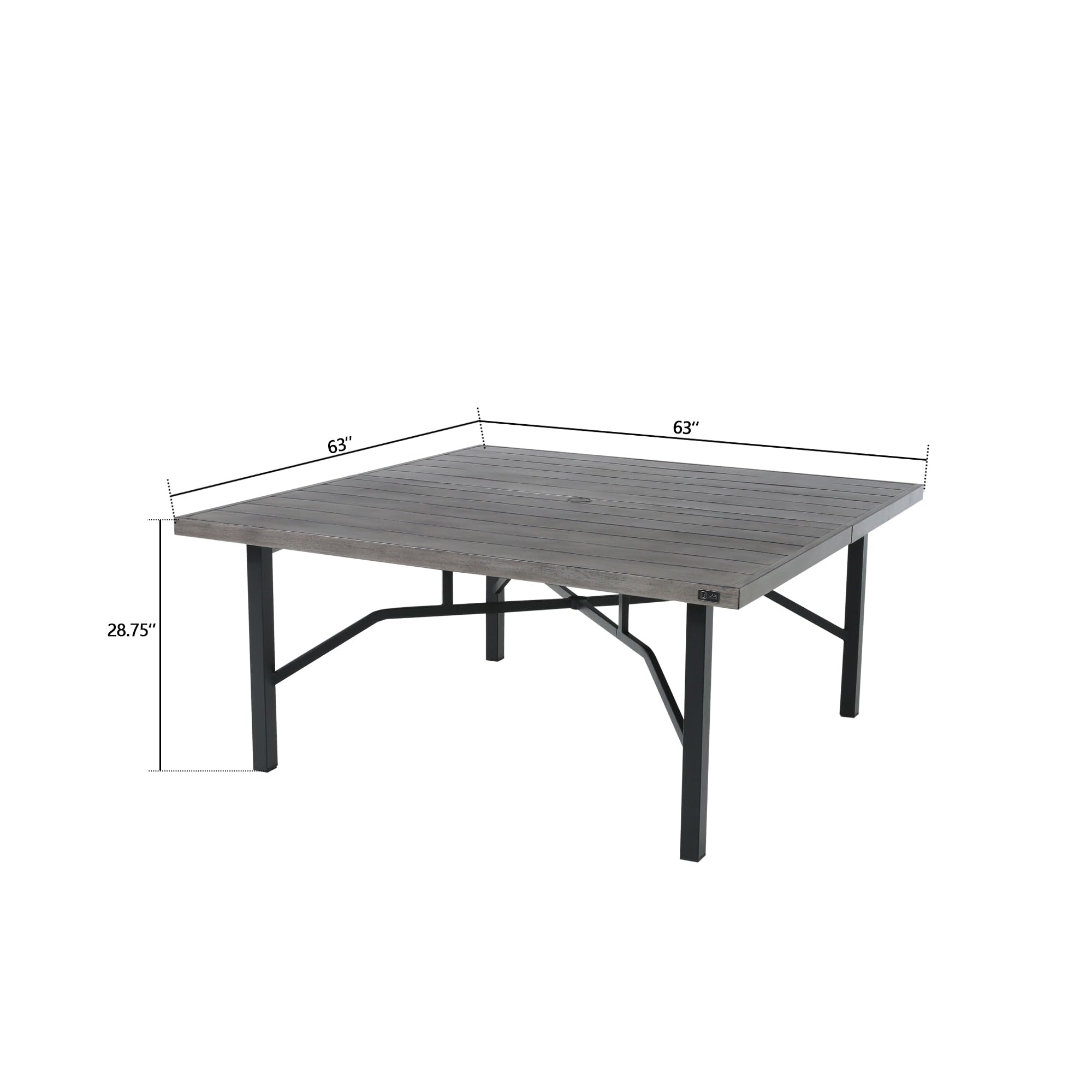 Ulax furniture 63 Inch Aluminum Outdoor Dining Table, 8-Person Patio Square Table with Umbrella Hole, Metal Legs & Adjustable Foot Pads