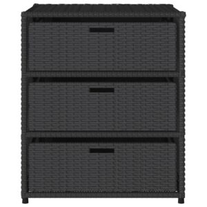 Gecheer Patio Storage Cabinet Outdoor Garden Storage Organizers Black 21.7"x23.2"x27.2" Poly Rattan 0223005C 0224005C