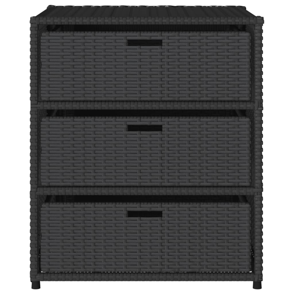 Gecheer Patio Storage Cabinet Outdoor Garden Storage Organizers Black 21.7"x23.2"x27.2" Poly Rattan 0223005C 0224005C