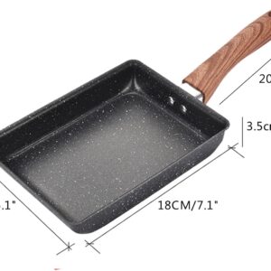 KALTEK Tamagoyaki Pan with accessories, Includes serving plate, oil brush, spatula and chopsticks, Japanese Cookware, Egg Pan, Rectangle Frying Pan, Omelette Maker Nonstick, Omelet Pan, 7" x 5" Black