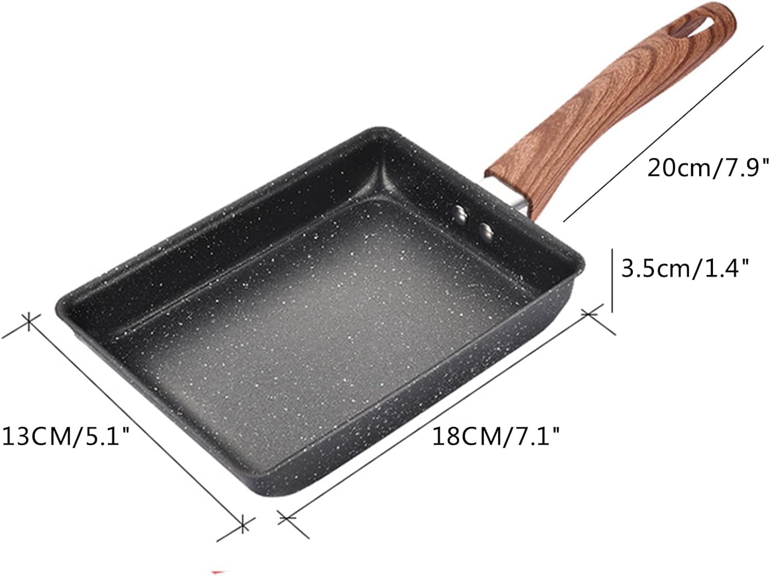 KALTEK Tamagoyaki Pan with accessories, Includes serving plate, oil brush, spatula and chopsticks, Japanese Cookware, Egg Pan, Rectangle Frying Pan, Omelette Maker Nonstick, Omelet Pan, 7" x 5" Black