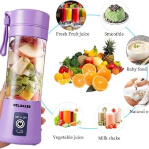 Portable Blender,Personal Blender for Shakes and Smoothies,Personal Size Blenders with USB Rechargeable Mini Fruit Juice Mixer, Mini Juicer Smoothie Blender Bottles Travel 380ML (Purple, 380 ml)