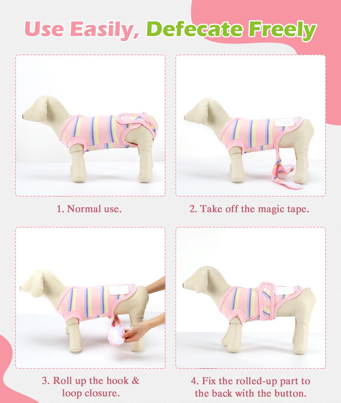 VavoPaw Dog Surgery Suit, Soft Breathable Dog Onesie for Surgery, Dog Bodysuit for Female Male Puppies, Puppy Cone E-Collar Alternative for Wounds Skin Diseases After Surgery, M, Pink