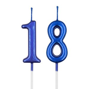 18th & 81st birthday candles, blue number 18 81 candle for cake, happy birthday cake topper decoration for birthday anniversary celebration party supplies