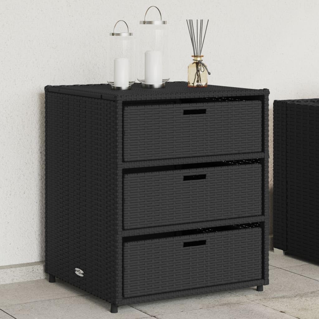 Gecheer Patio Storage Cabinet Outdoor Garden Storage Organizers Black 21.7"x23.2"x27.2" Poly Rattan 0223005C 0224005C