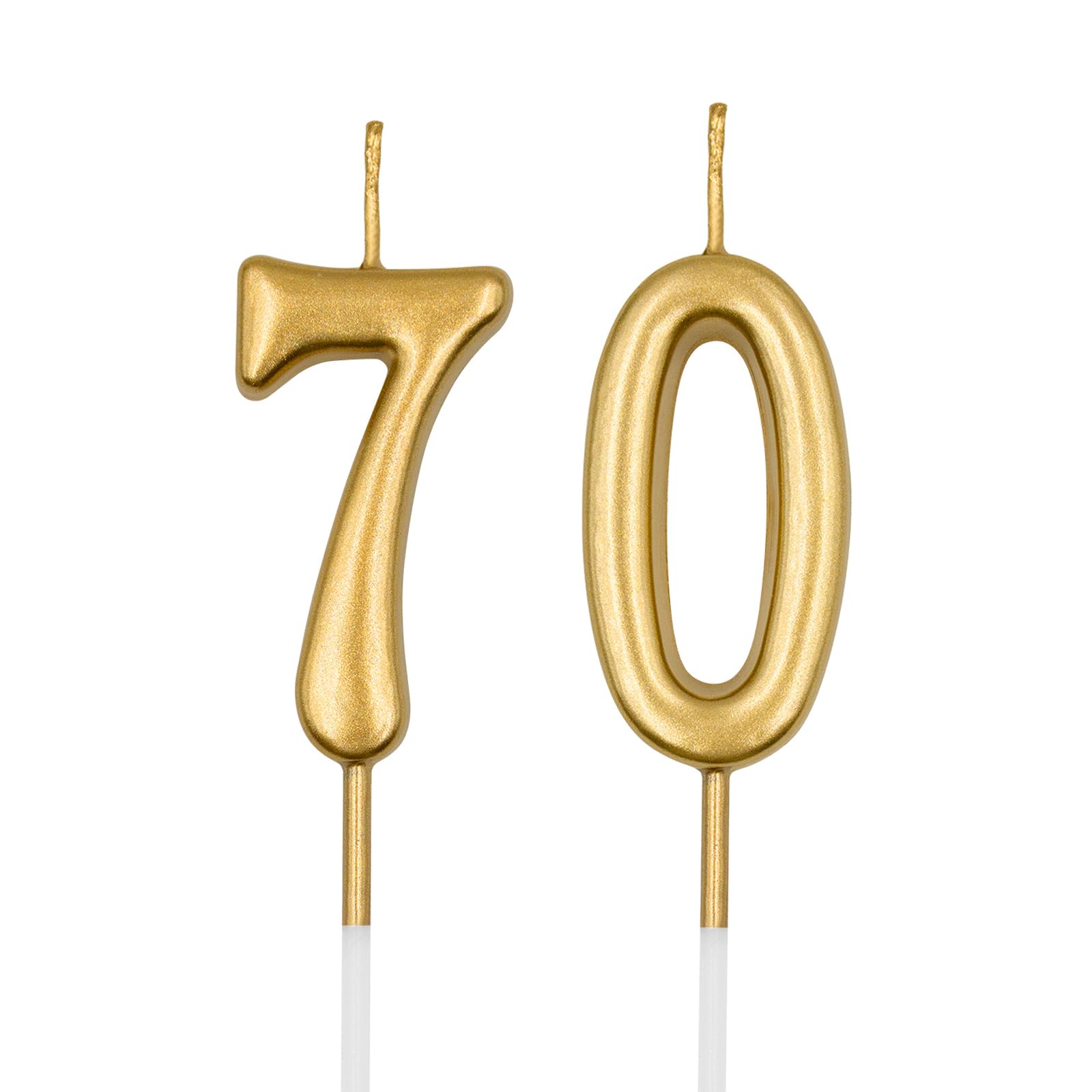 70th Birthday Candles, Champagne Gold Number 70 Candle for Cake, Happy Birthday Cake Topper Decoration for Birthday Anniversary Celebration Party Supplies