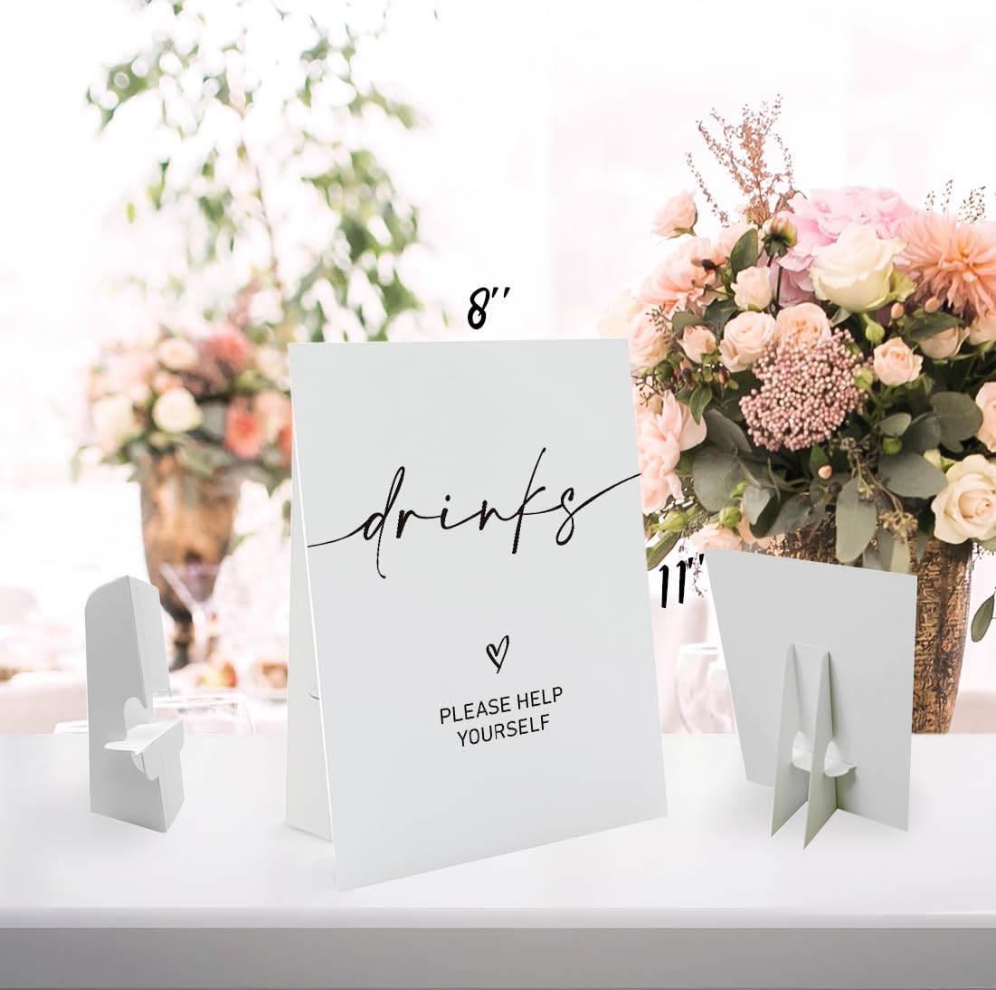 Drinks Please Help Youself Sign(8 x 11 Inch Table Sign with Holder), Minimalist Wedding Decoration Sign, Bridal Shower Baby Shower Favors for Guests-BSLP04