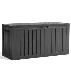 80 Gallon Resin Deck Box, Lockable Patio Outdoor Storage Box for Furniture, Garden Tools and Tools Storage, Waterproof Outside Storage Box - Black