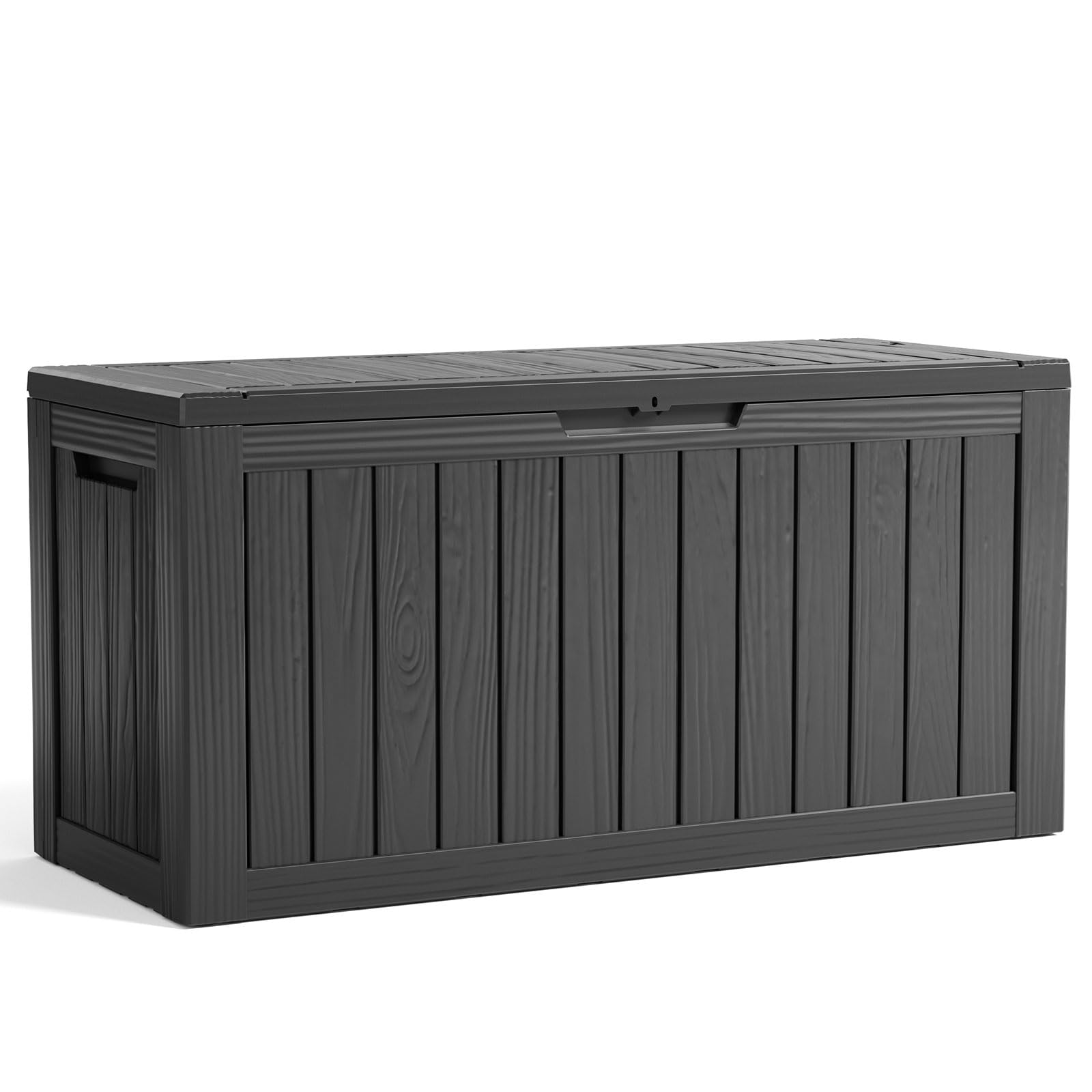 80 Gallon Resin Deck Box, Lockable Patio Outdoor Storage Box for Furniture, Garden Tools and Tools Storage, Waterproof Outside Storage Box - Black