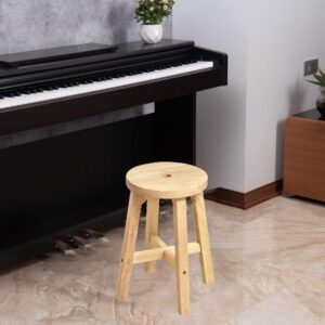 Lestar Round Wooden Stool,Solid Wood Stools,18 Inch Height Solid Wood Plant Stool,Small Wooden Stool for Bedroom Living Room