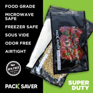 Pack Saver Vacuum Seal Bags 50 Commercial Grade PreCut Bags for Ultimate Food Preservation, Airtight Food Vac Bags for Storage, Meal Prep or Sous Vide, BPA Free, Black and Clear (11" x 19")