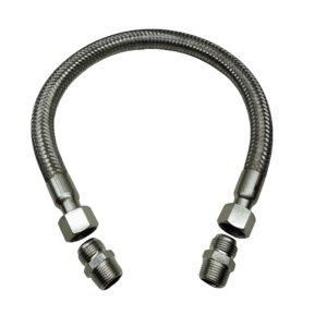 Industrial Grade Compressor Jumper Hose, 1/2" NPT Male x 20" Length, 750°F，450 PSI，Both Sides Fittings Rotate Freely，Flexible Whole body Stainless Steel Metal Hose