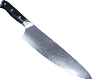 cutlery mania japanese 8 inch damascus kitchen knife | vg-10 steel gyuto chef knife, 67-layer high carbon stainless steel with g10 and wood handle