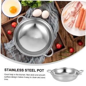 Mikinona 2 Pcs Stainless Steel Hot Pot with Handles Spill Thicken Cooking Pot for Kitchen for Shabu Shabu Boiling Dual Use Induction Cooktop Gas Stove