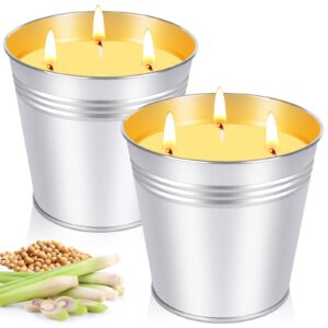 citronella candles outdoor large, 2×14oz cironella candles bucket garden candles for patio yard balcony porch camping bbq, 200 hours long lasting burn time,